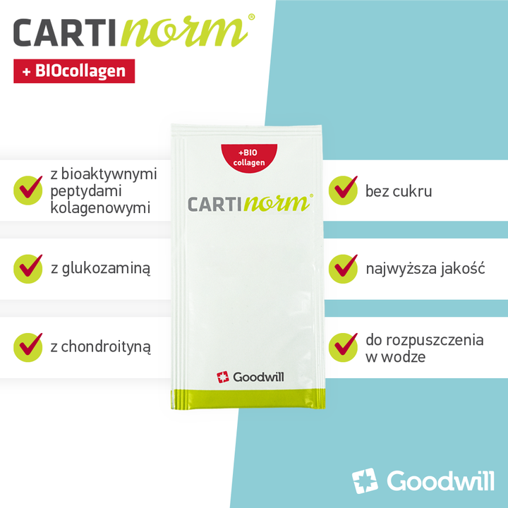 Cartinorm BIOcollagen 20 saszetek  glukozamina chondroityna kolagen typu II witamina C